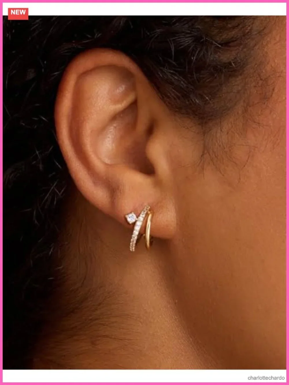 14K Gold Plated Triple Huggie Hoop Earrings Hypoallergenic Lightweight for
